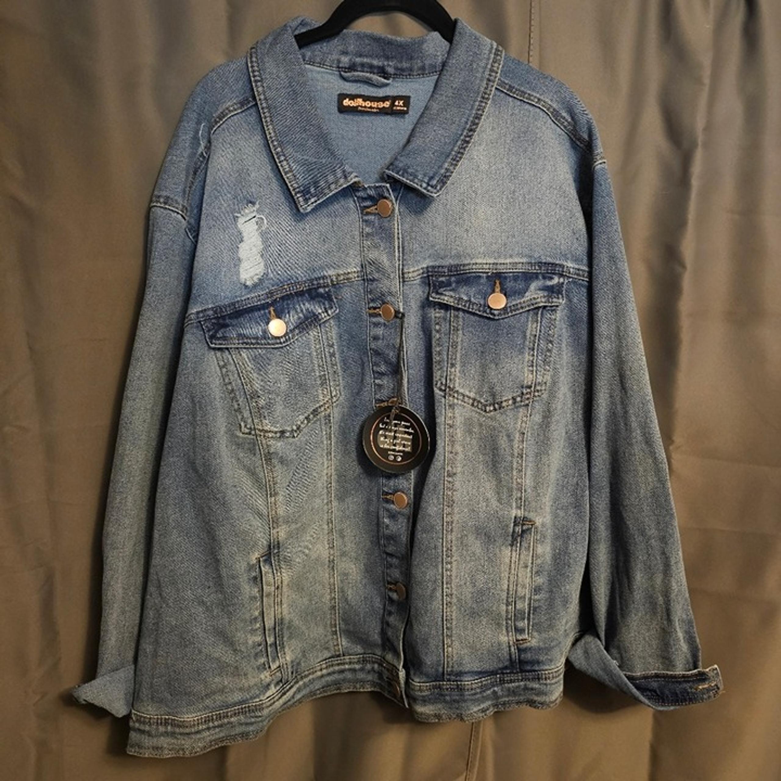 Dollhouse 4X Distressed Medium Wash Denim Jean Jacket