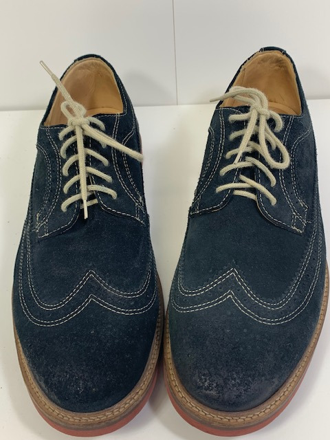 1901 Dark Navy Suede Oxfords Wing Tip