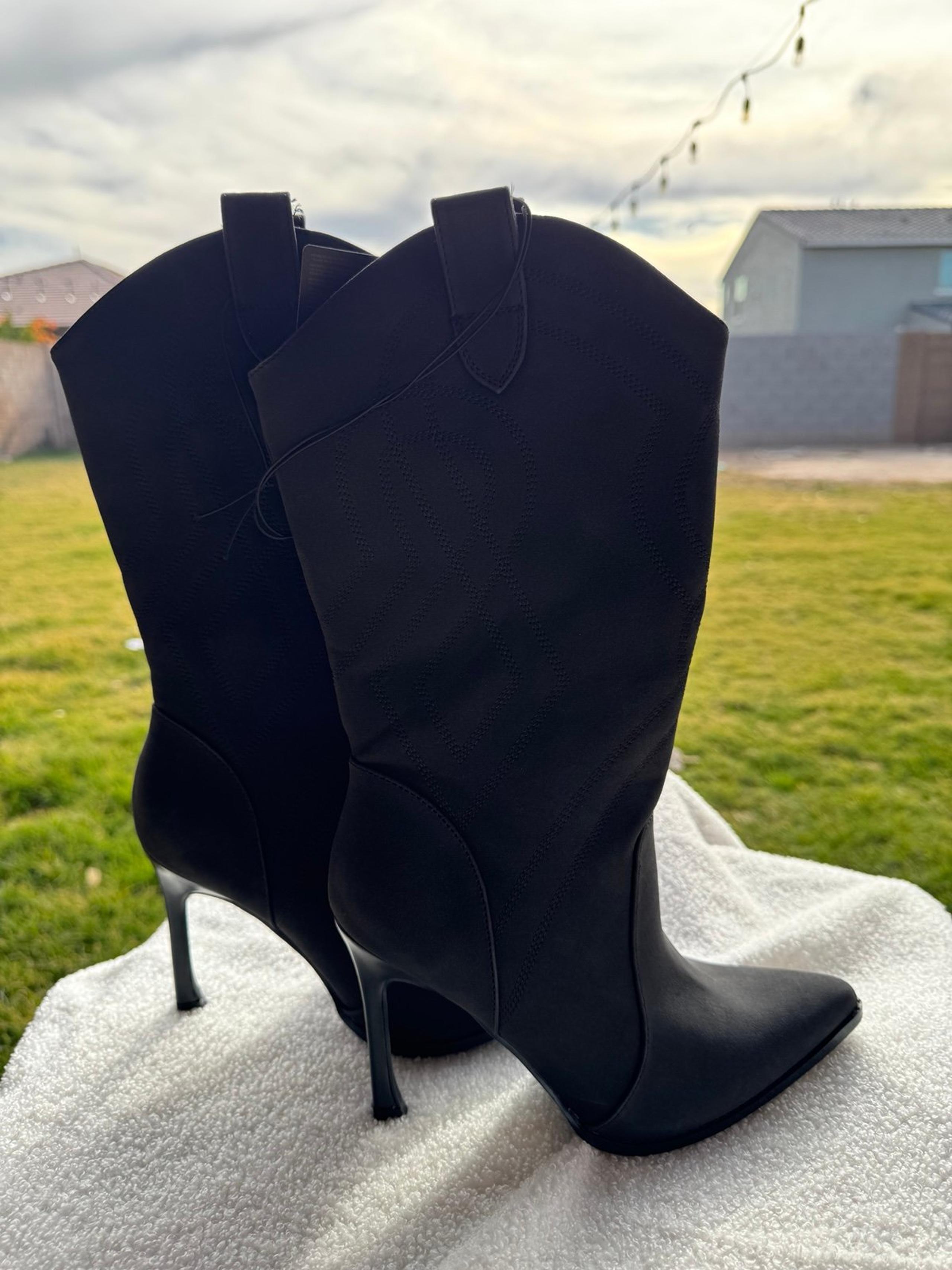Faux Suede Stiletto Cowboy Booties - SIZE 7