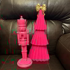 How pink bow tree hot pink nutcracker Christmas