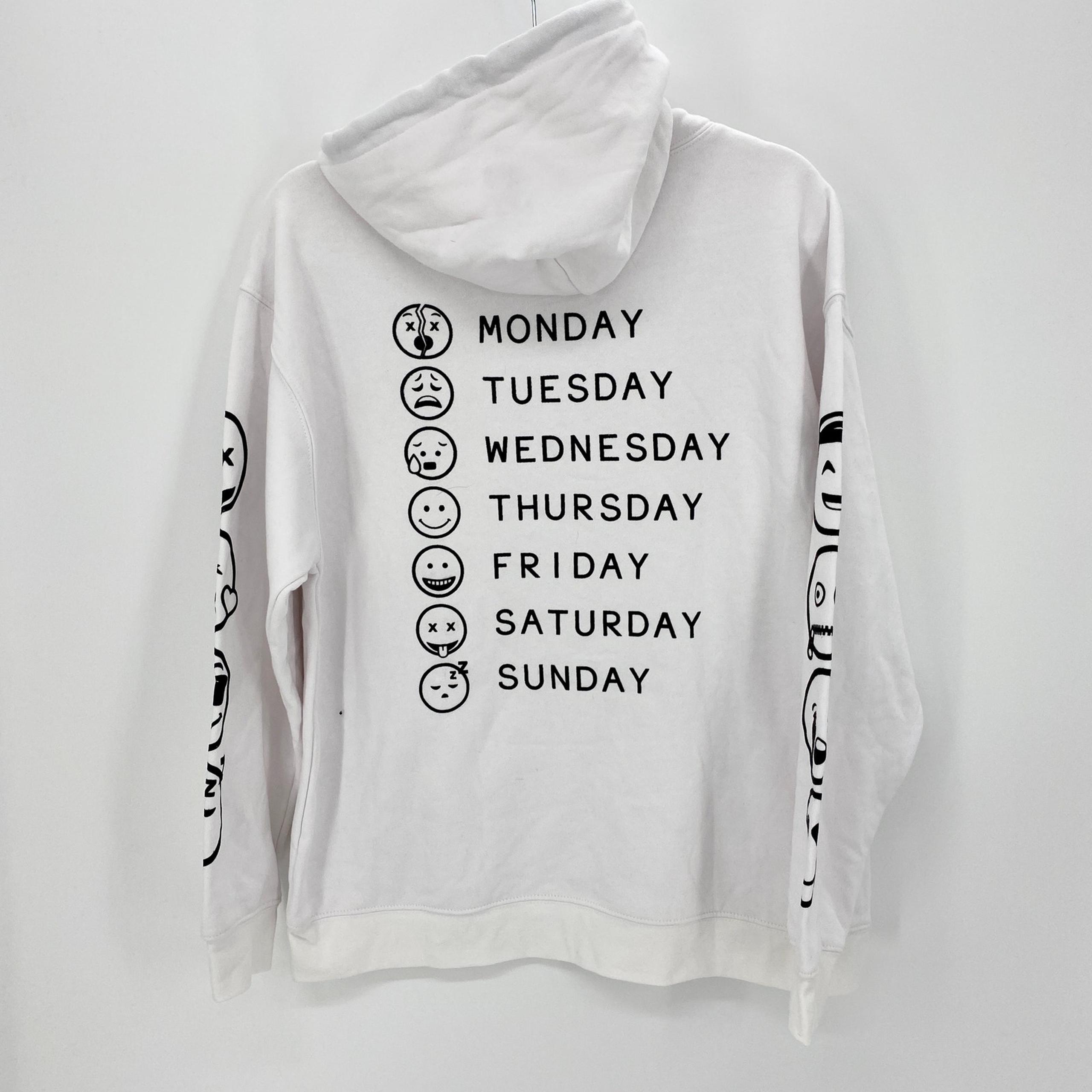 FOREVER 21 Hoodie White Emoji Pull-Over Hoodie Womens Size M Funny Graphic