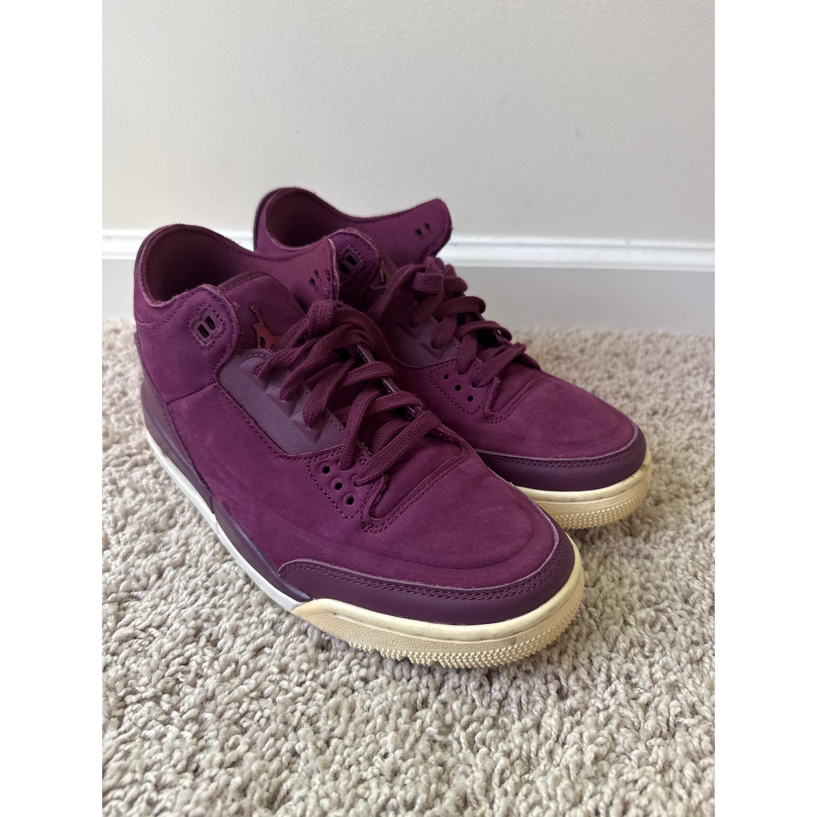 Nike Air Jordan 3 Retro Bordeaux Purple Sneakers AH7859-600, Women's 7.5