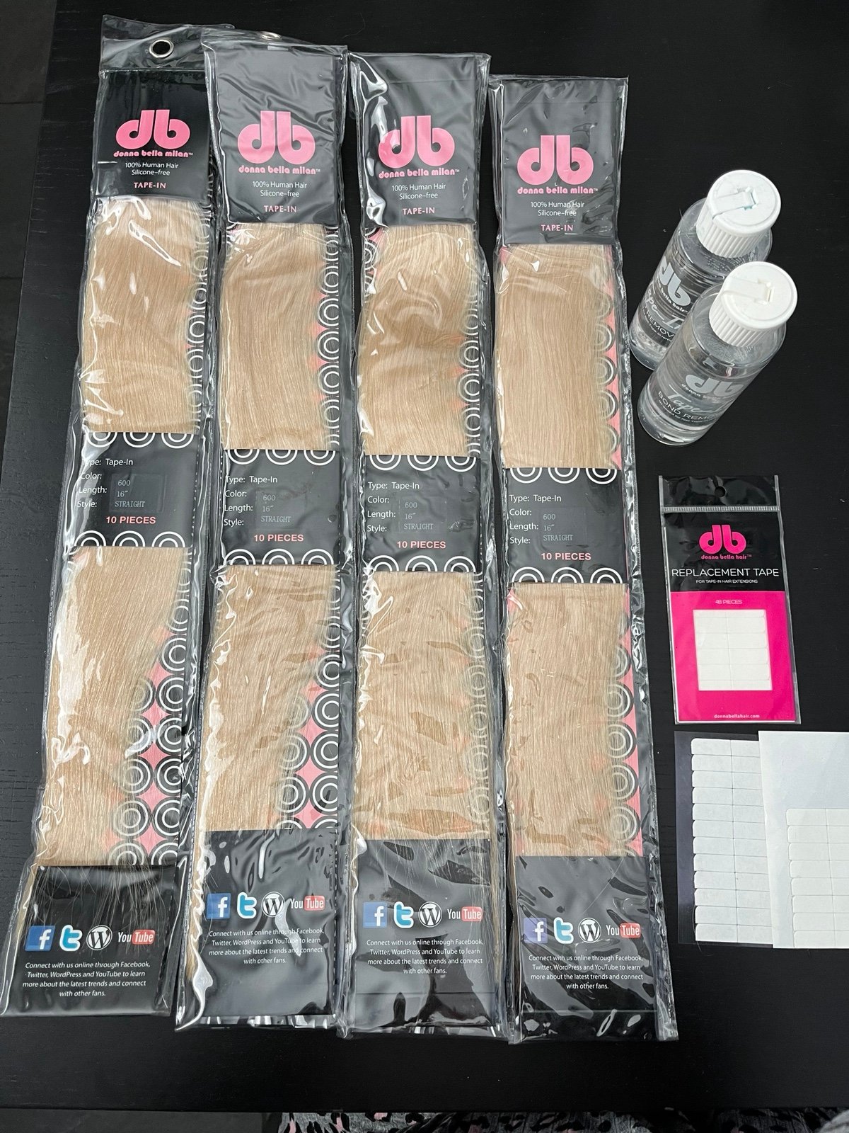 Donna Bella Hair Extensions #600 16 inches - tape in hair
