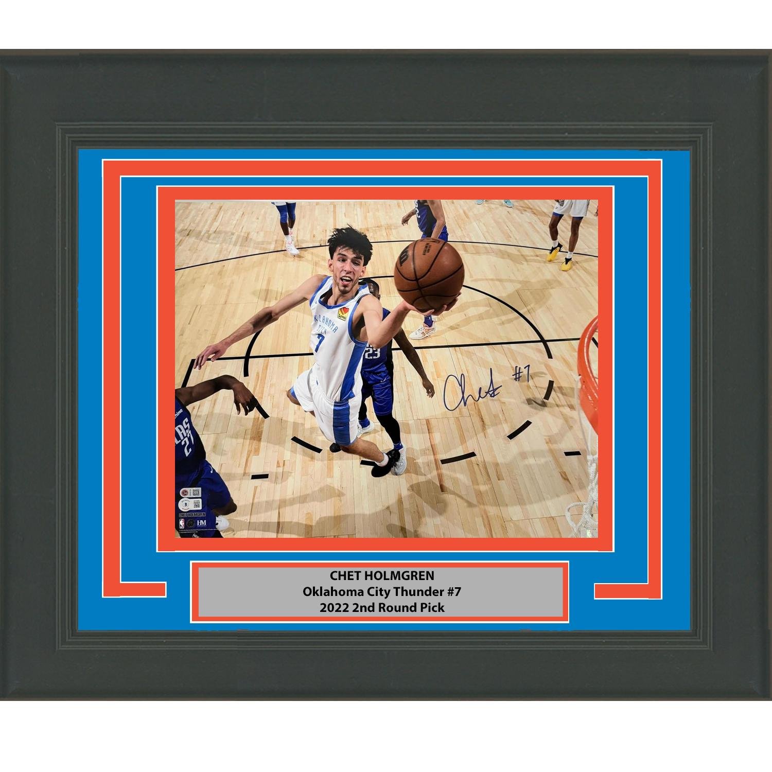 Framed Autographed/Signed Chet Holmgren Oklahoma City Thunder 16x20 Photo Becke