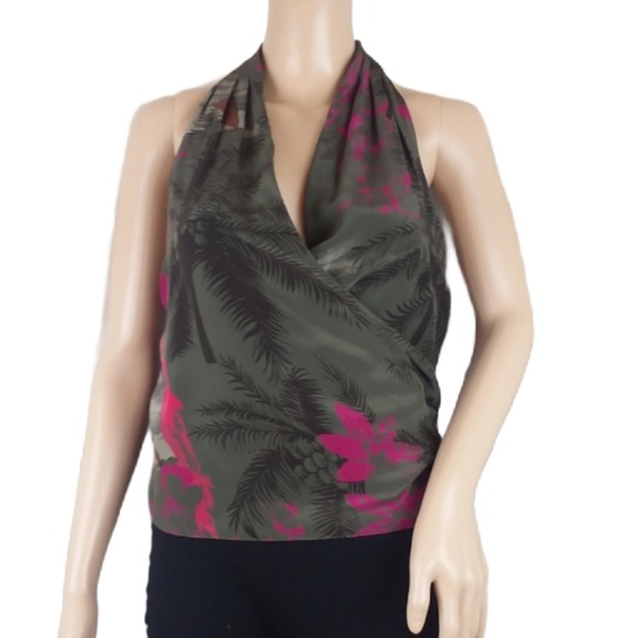 Lafayette 148 Silk Palm Halter Top