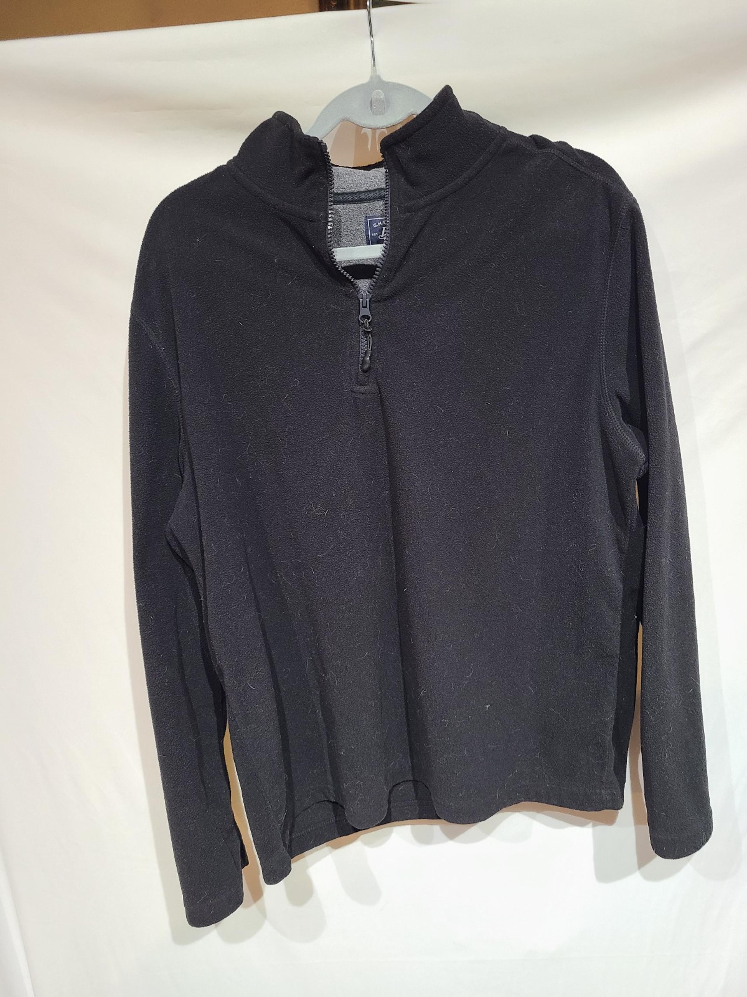 GH Bass Black 1/4 zip pullover sweatshirt. Sz XL Chest 44" Neck-Hem 27"