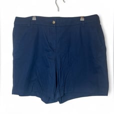 J Crew Women Navy Blue 16 7 Inseam 4 pocket Flat Front 100% Cotton Chino Shorts