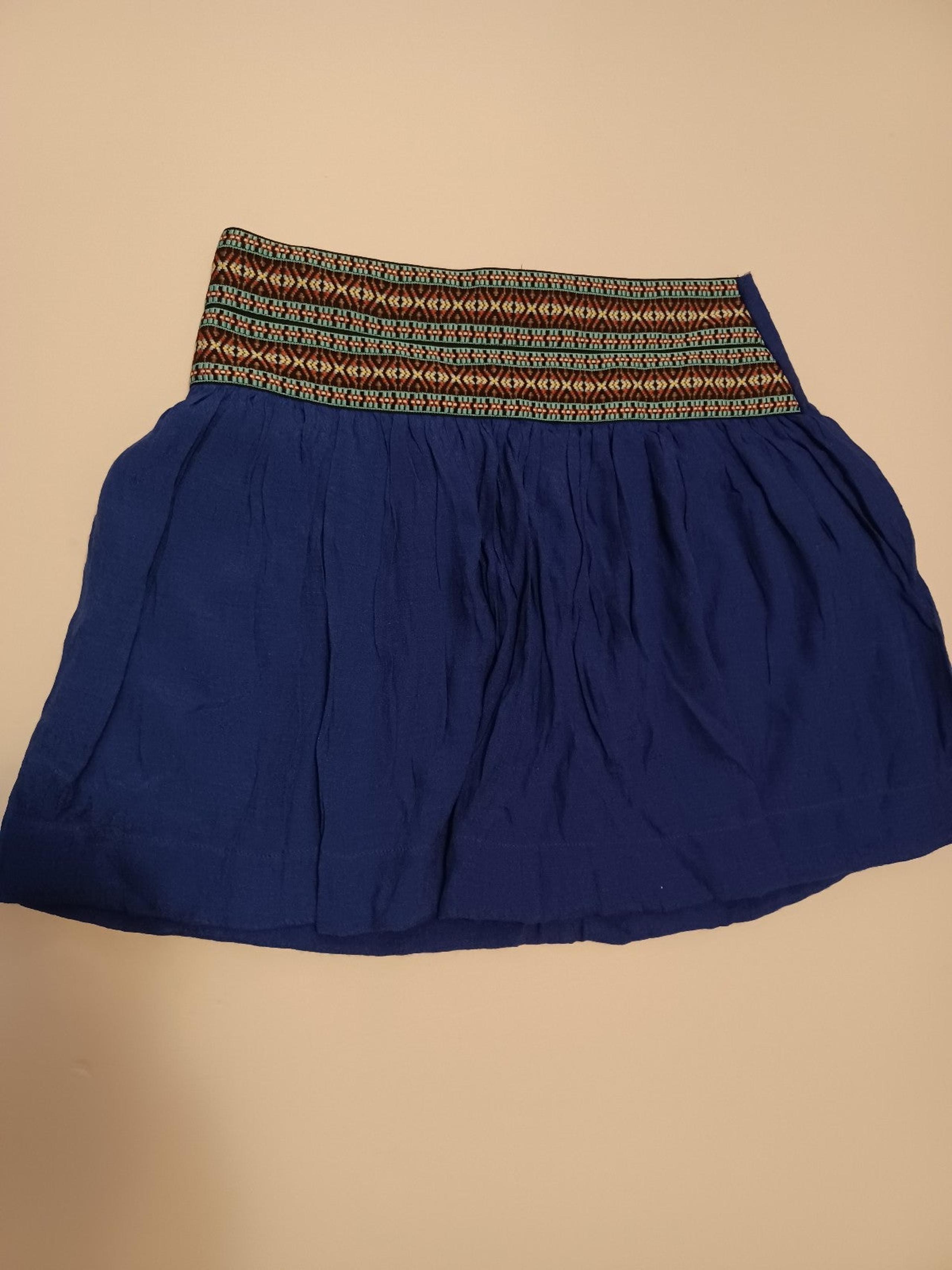 Lily White Royal Blue Embroidered Mini- skirt Sz M