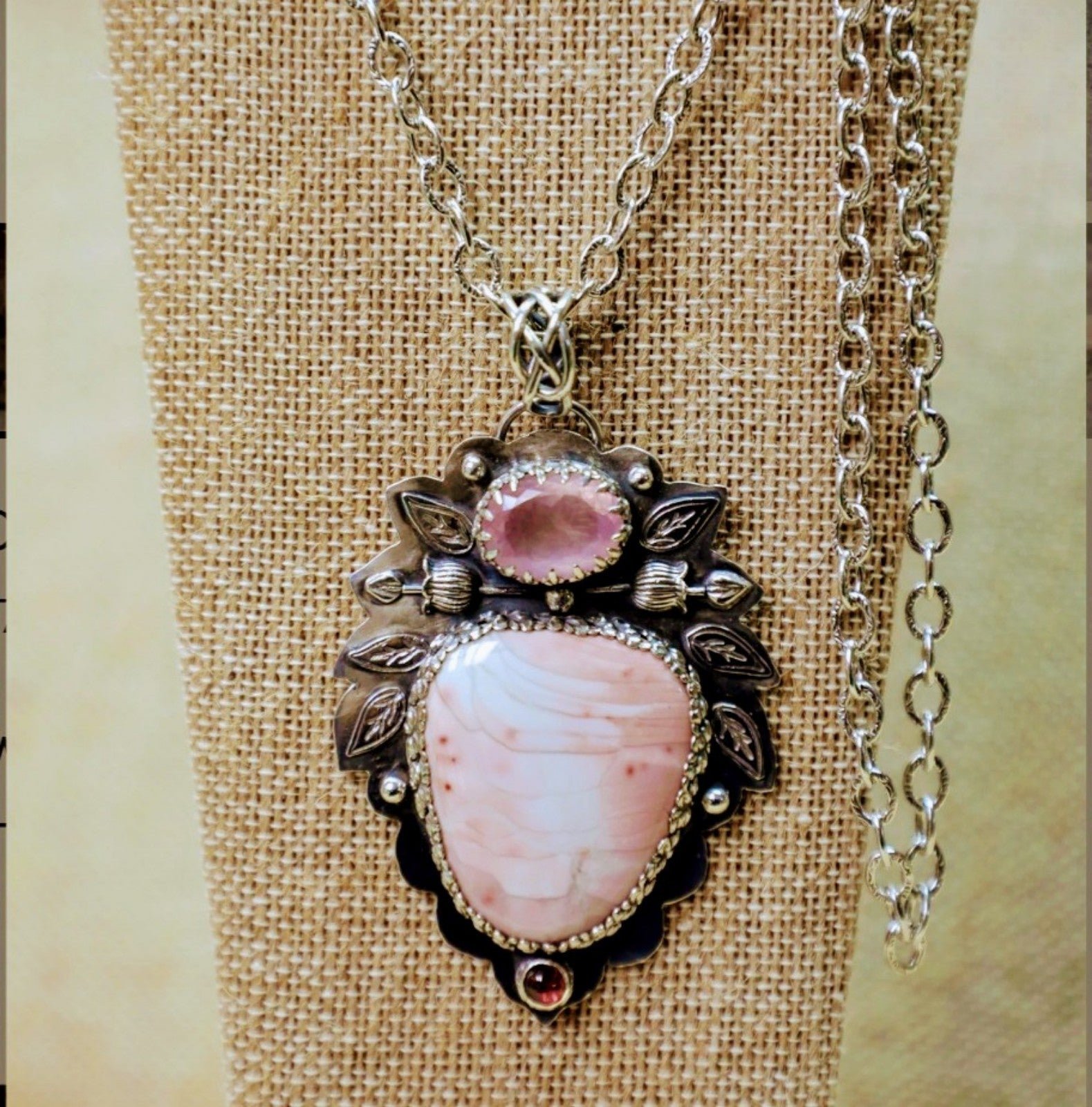 Artisan Sterling Silver Pendant Necklace - PINK