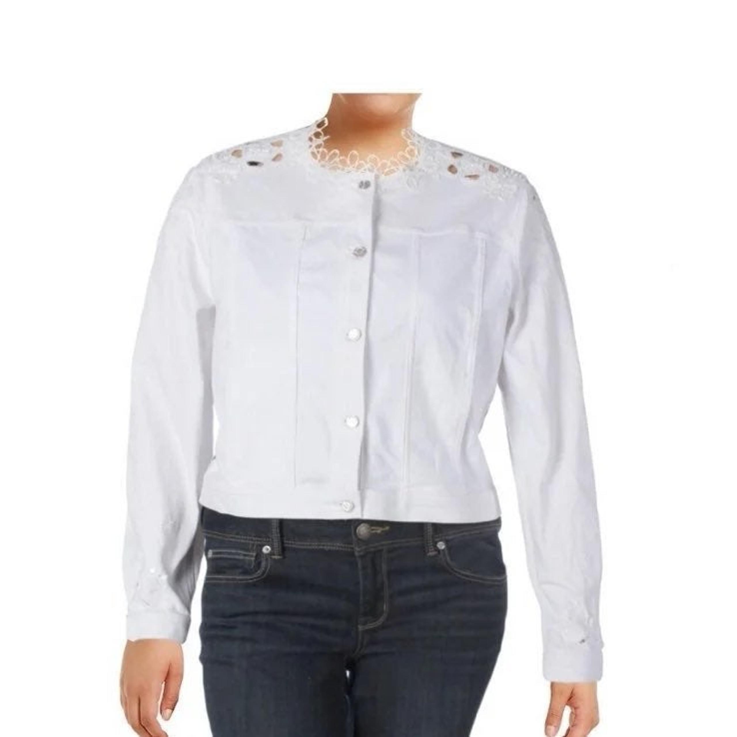 Elie Tahari Esperanza White Denim Jacket Size XL MSRP $398 New with Tags