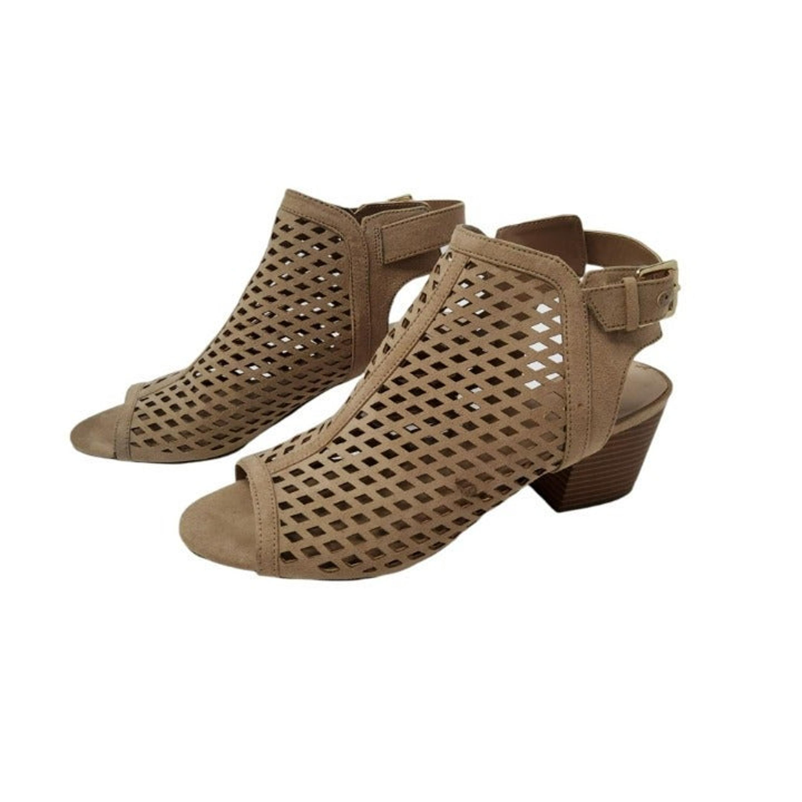 unisa womens "oryan-t" diamond pattern faux leather open toe 2.5" heel pumps siz