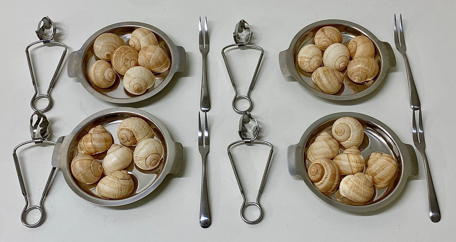 Mid Century Vintage Escargot Appetizer Set for 4