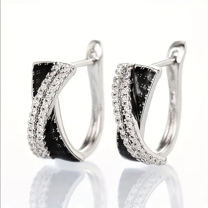 Solid Silver 2ct Black Onyx 1ct Diamond Womens Gemstone Earrings NEW Jewelry ct