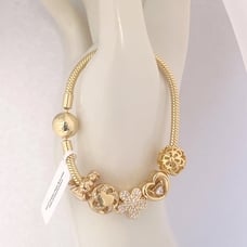 Linx Yellow Gold Snake Chain Bracelet with Yellow Gold Charms