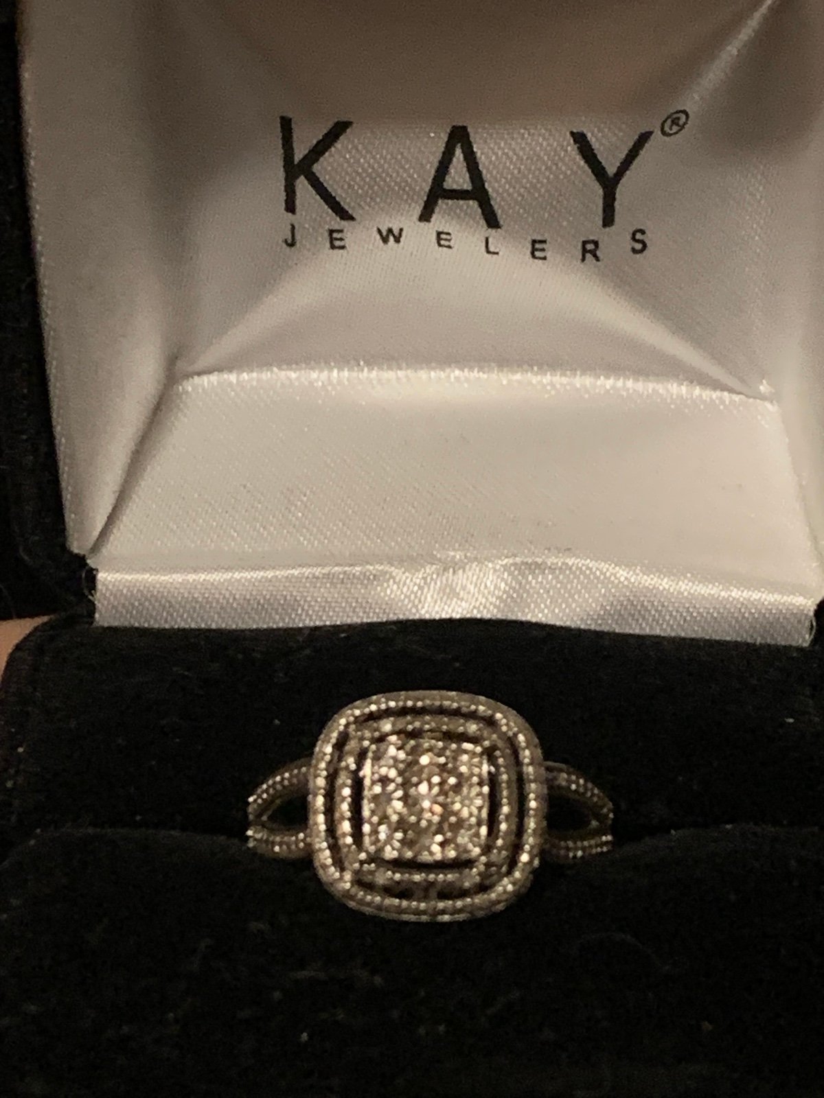 .925 Sterling Silver Natural Diamond Double Halo Split Shank Ring Size 7
