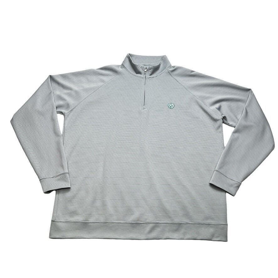 Holderness & Bourne Mens The Reid 1/4 Zip Golf Pullover Gray Stripe Size Large