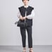 UNITED ARROWS Fancy Tweed No-Collar Vest 36 Gold Buttons
