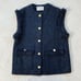 UNITED ARROWS Fancy Tweed No-Collar Vest 36 Gold Buttons