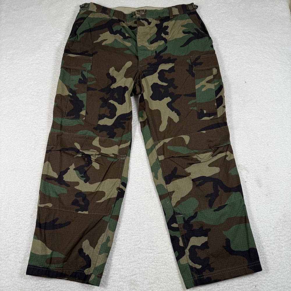 VTG Military Combat Trousers Mens Large 36x28 Woodland Camo Cargo Army Pants