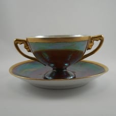 UNIQUE Rosenthal Bavaria CIRCA 1940s Iridescent Soup cup with saucer - Set of 5