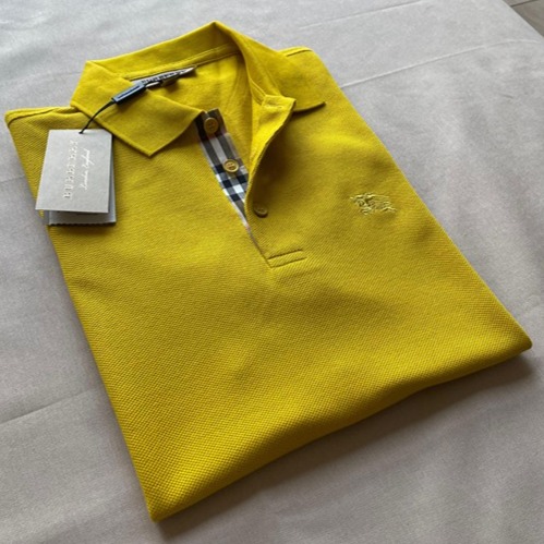 Authentic Small Size Burberry Men Casual Polo T-Shirt Gorse Yellow