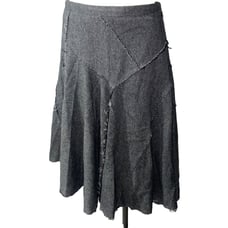 Oasis Women’s Wool A-Line Asymmetric Midi Skirt size 10/36 US4 Raw Hem Patchwork