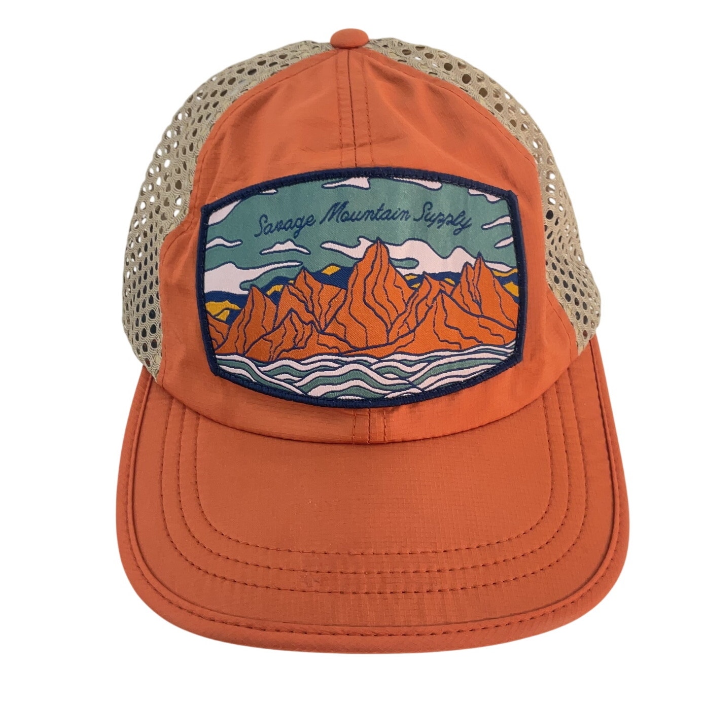Richardson Sausage Mountain Supply Orange Snapback Hat Nylon Men’s One Size