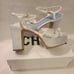 Schutz Women's White Keefa Crystal Satin & Leather Sandal Sz 11