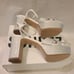 Schutz Women's White Keefa Crystal Satin & Leather Sandal Sz 11