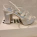 Schutz Women's White Keefa Crystal Satin & Leather Sandal Sz 11