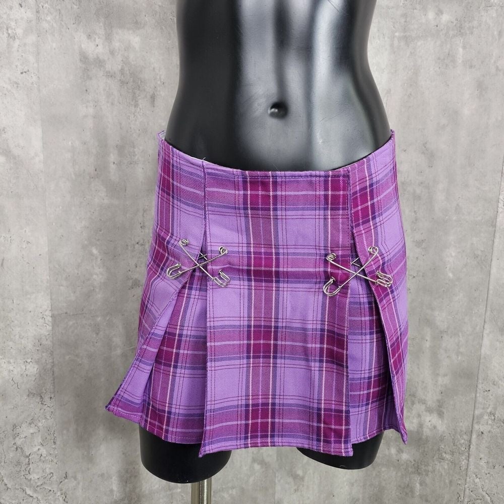 Y2K Super Low Fat Dark Academia Goth Punk Grunge Purple Plaid Mini Skirt