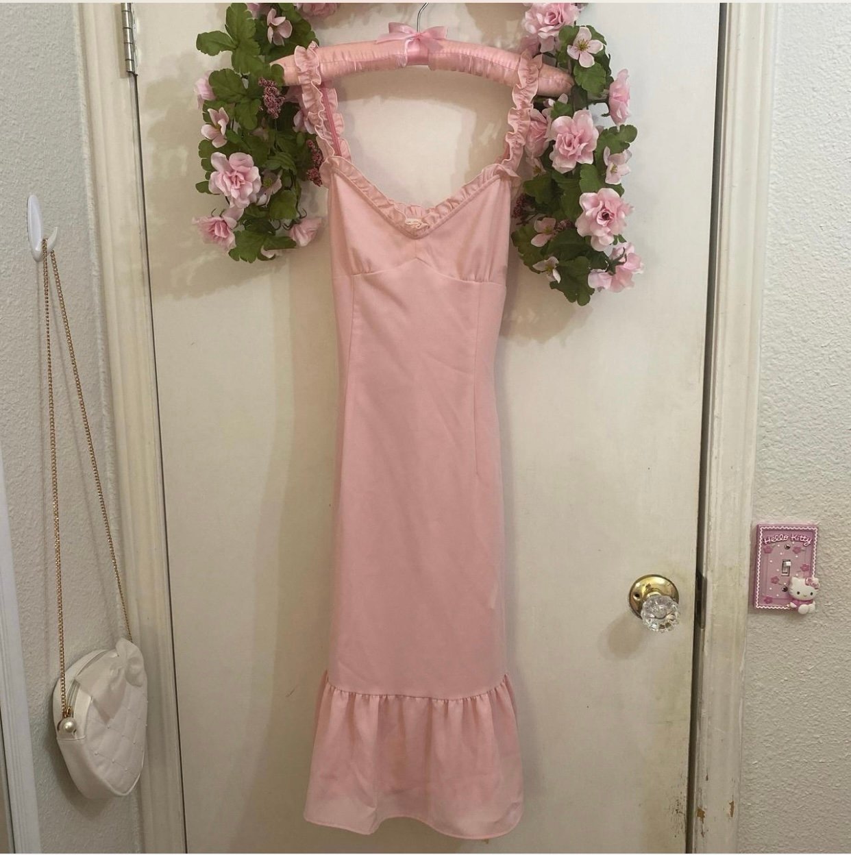 Jesus Diamanté Pink Chiffon Slip Dress ♡