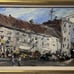Original oil painting on board, European Cityscape, Unsigned, Framed