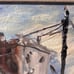 Original oil painting on board, European Cityscape, Unsigned, Framed