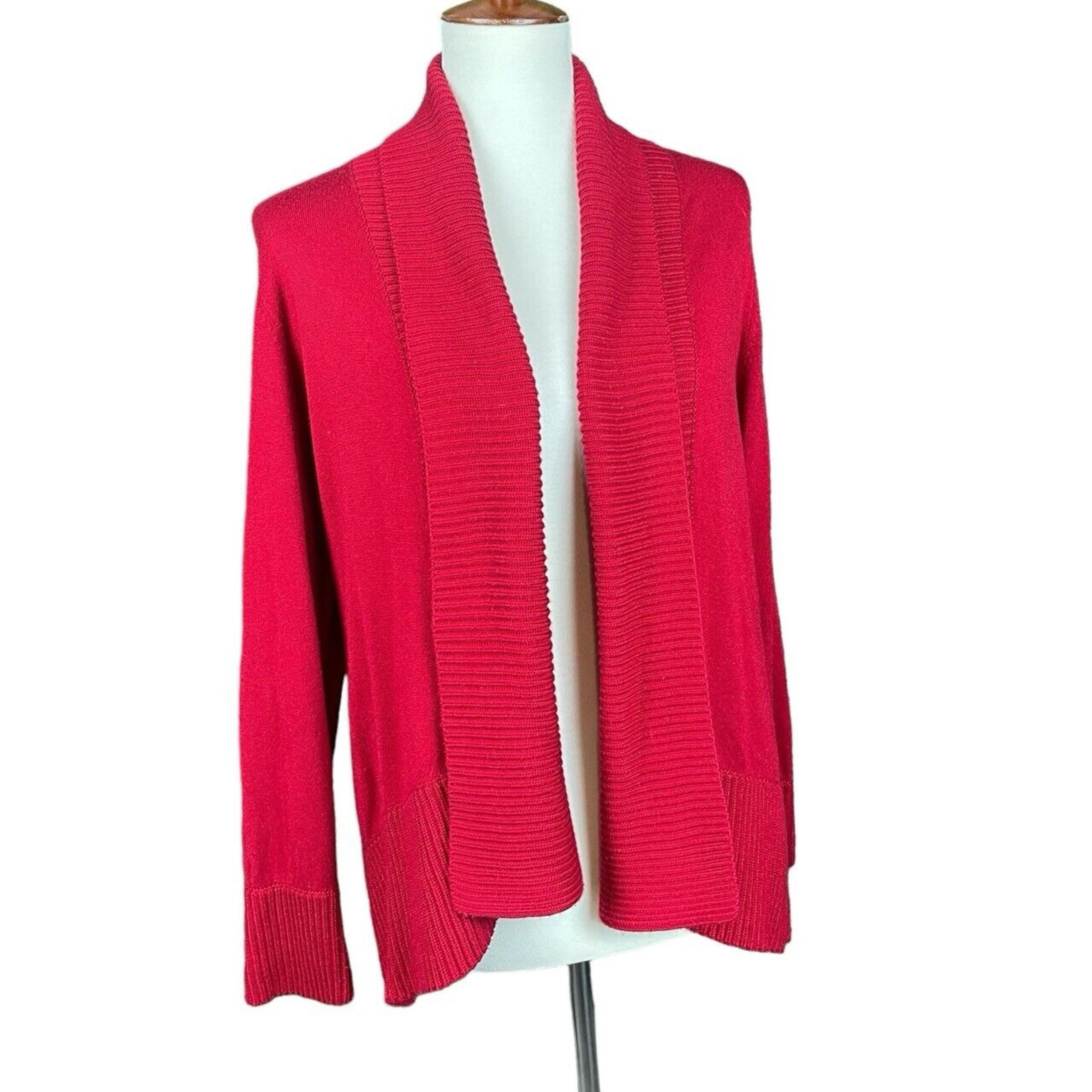 Dress Barn Open Cardigan Sweater Women Size XL Petite Red Drape Casual