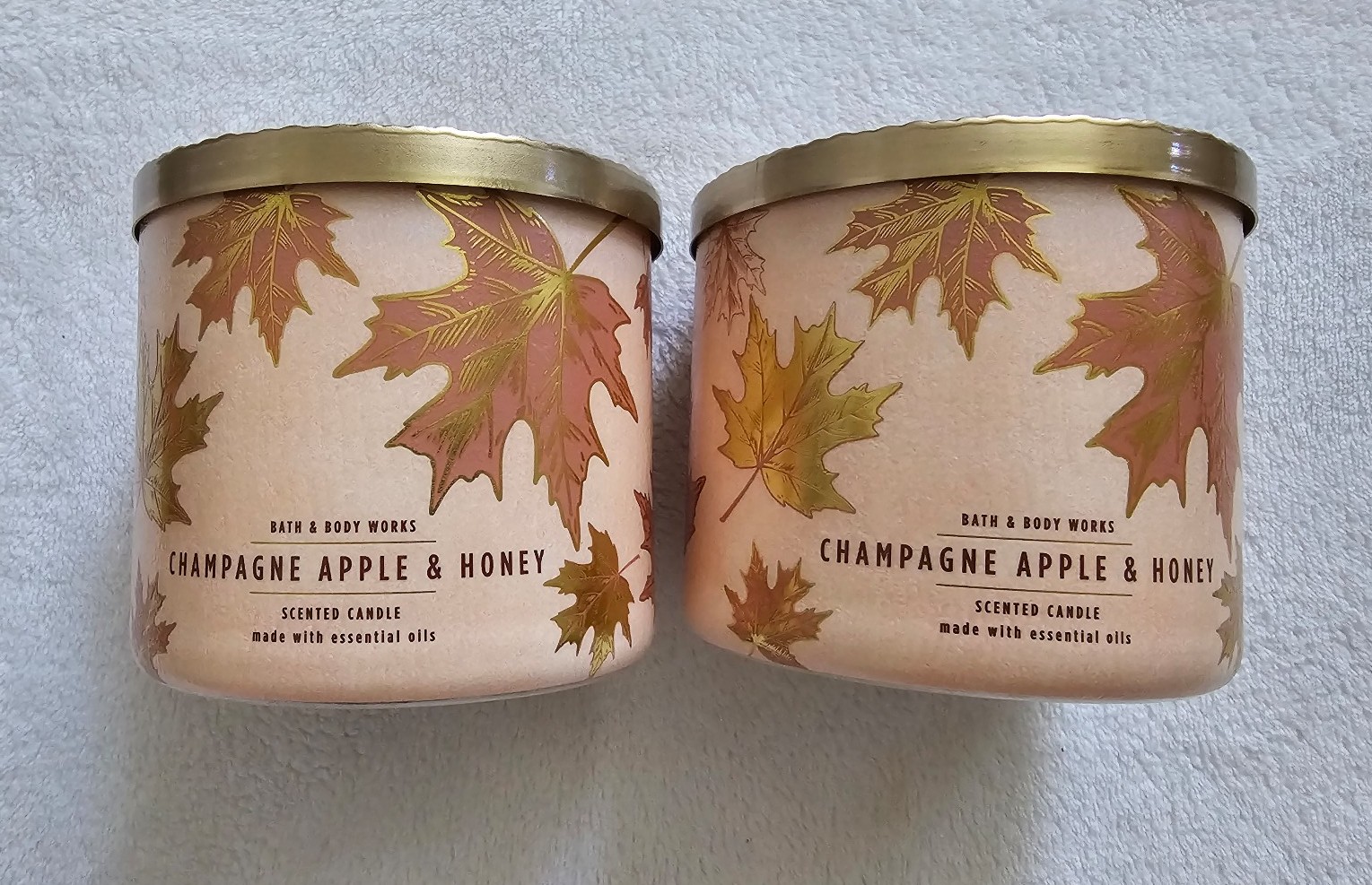 2 Champagne Apple & Honey Bath & Body Works 3-Wick Candles