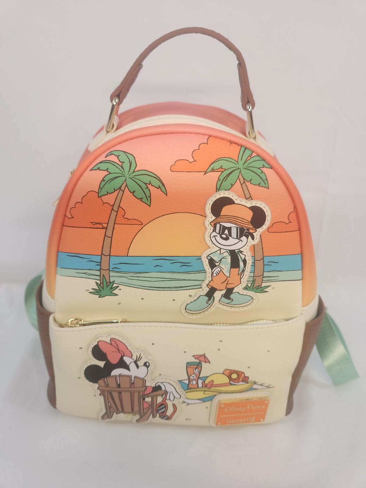Disney Parks Mickey and Minnie Mouse Beach Loungefly Mini Backpack - Glows Dark