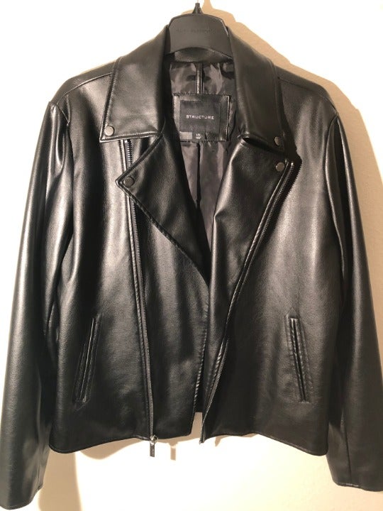 Men's Structure Black Leather Jacket