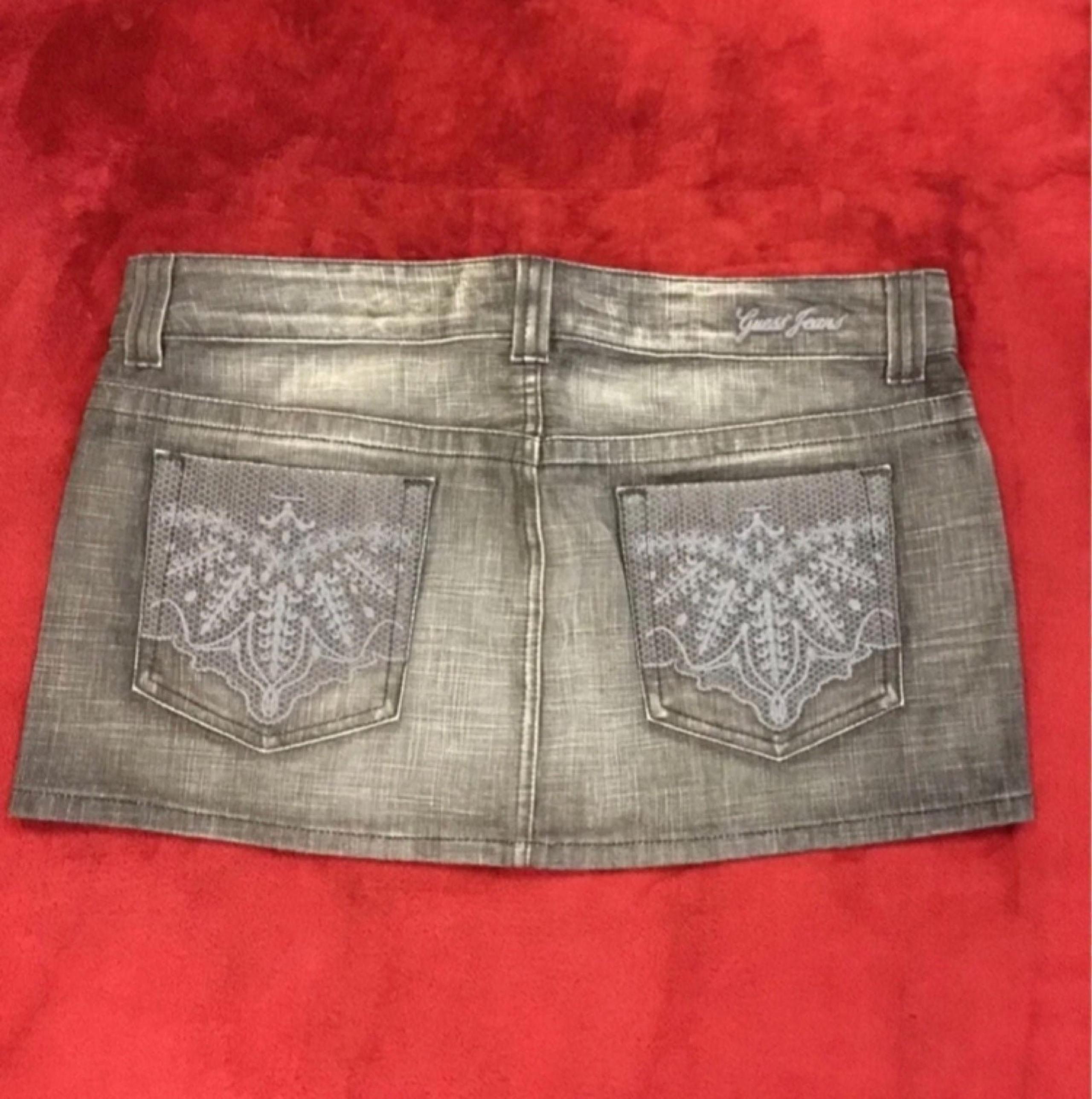 Rare! NEW Sz 30 GUESS Embellished Denim Mini Skirt