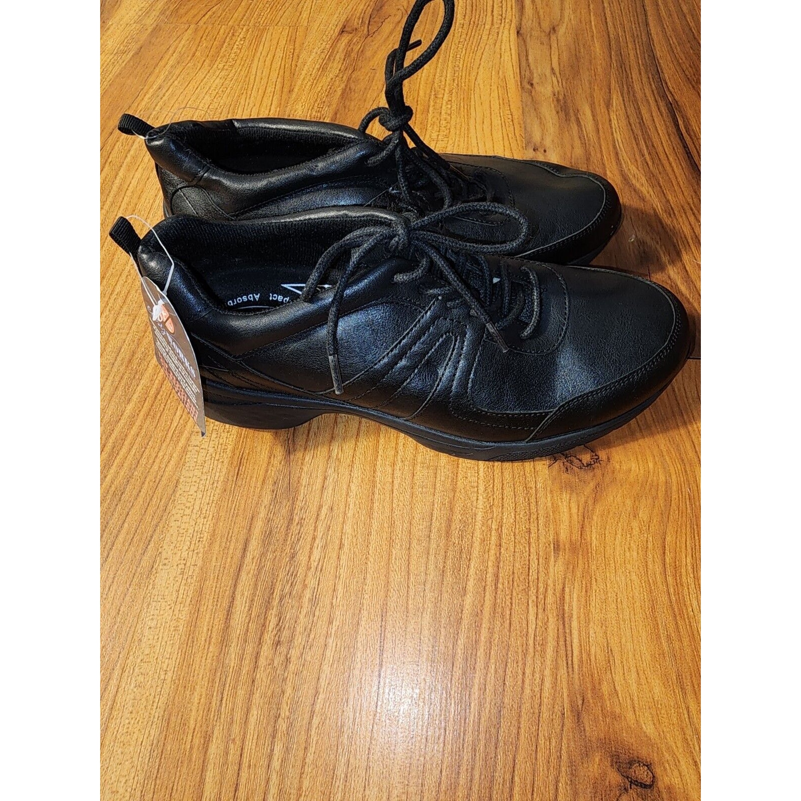EASY STREET womens athletic work shoes size 9M black faux leather NWOB