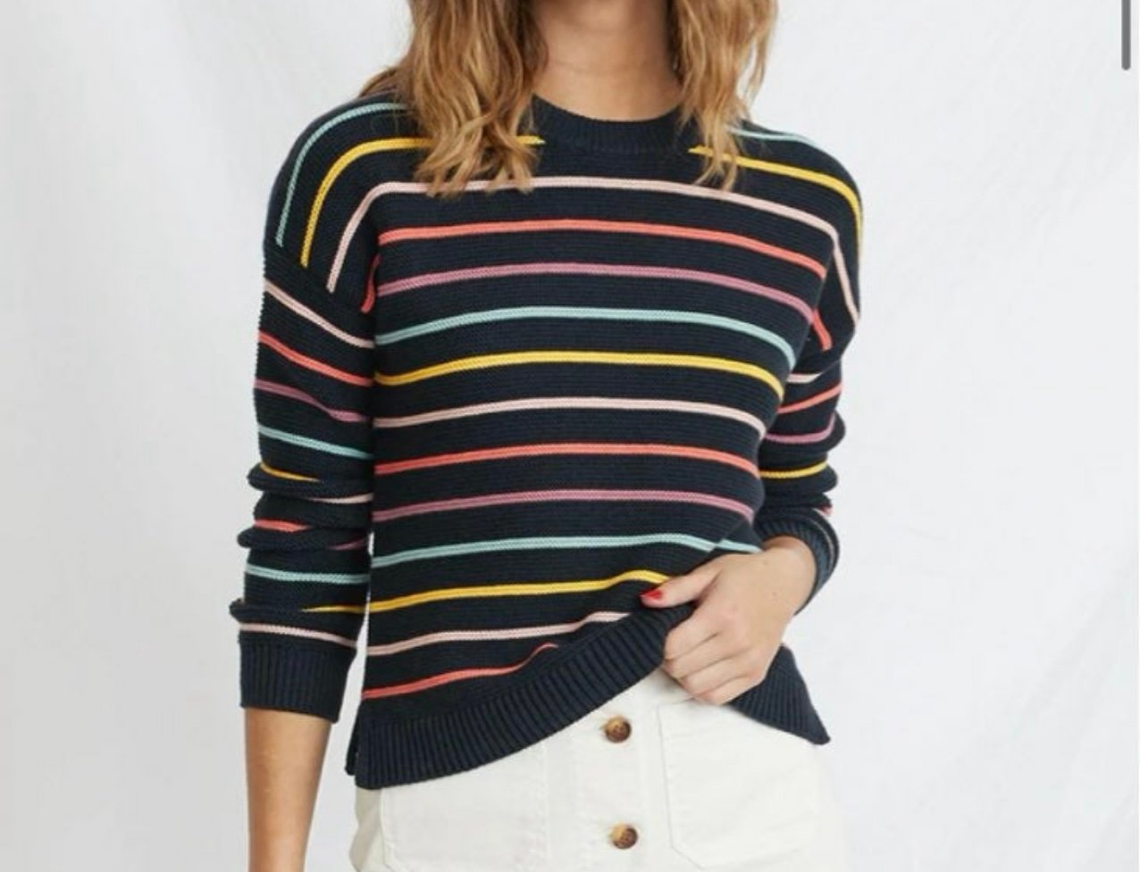 Marine Layer Dark Blue Rainbow Sweater