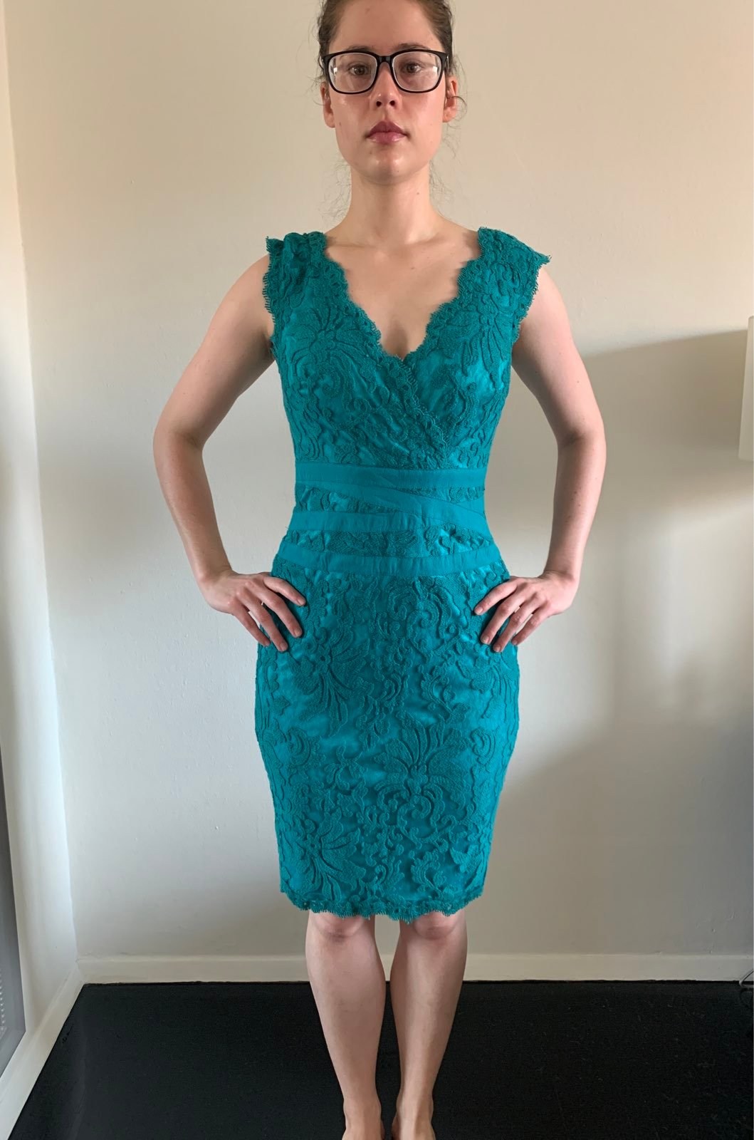 Tadashi Shohi Teal Lace Dress