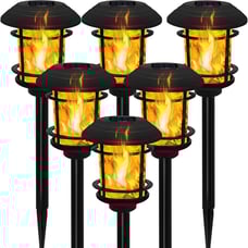 Solar Flame Torch Lights Outdoor, Flickering Flame Garden Light 6 Pack