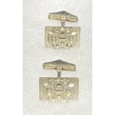 Vintage Sterling Silver Cufflinks Modernist Abstract Geometric Motif