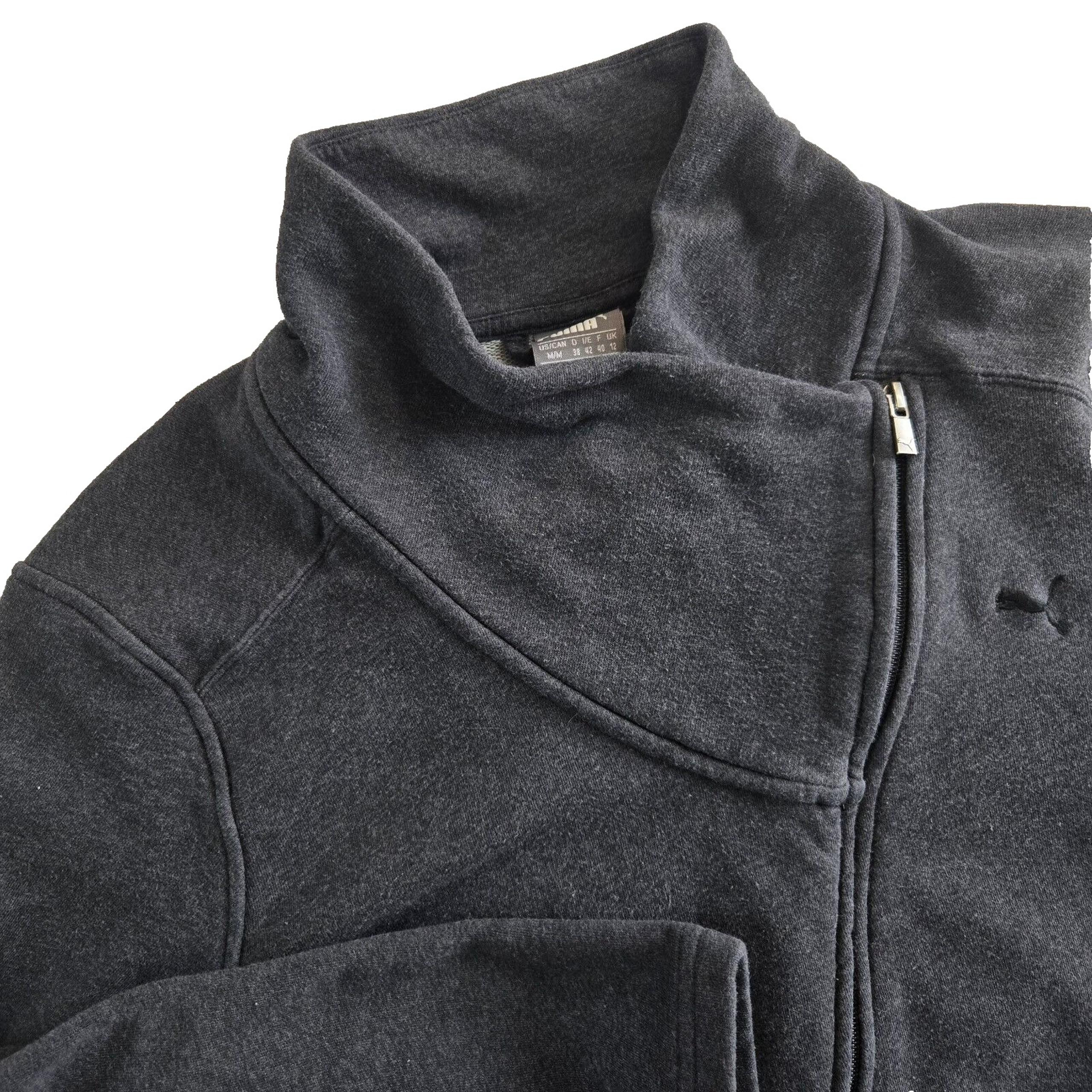 Puma Womens Size M Gray Asymmetrical French Terry Full Zip Cowl Neck Sweatshirt