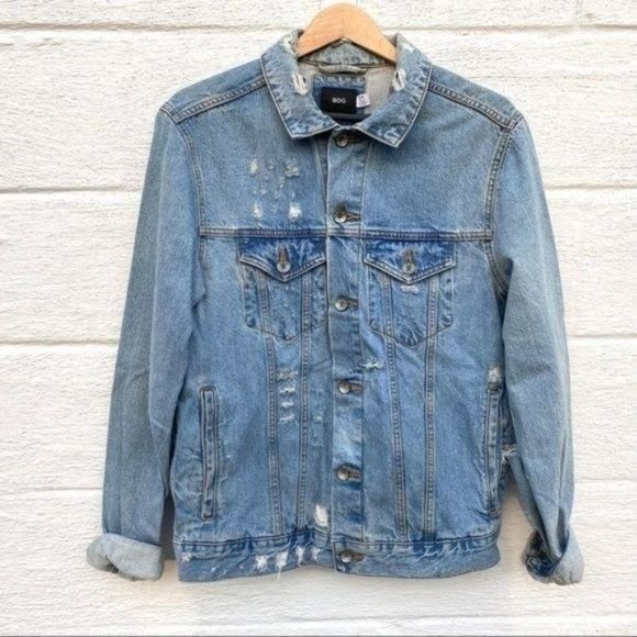 Urban Outfitters Distressed Embroidered Denim Jacket