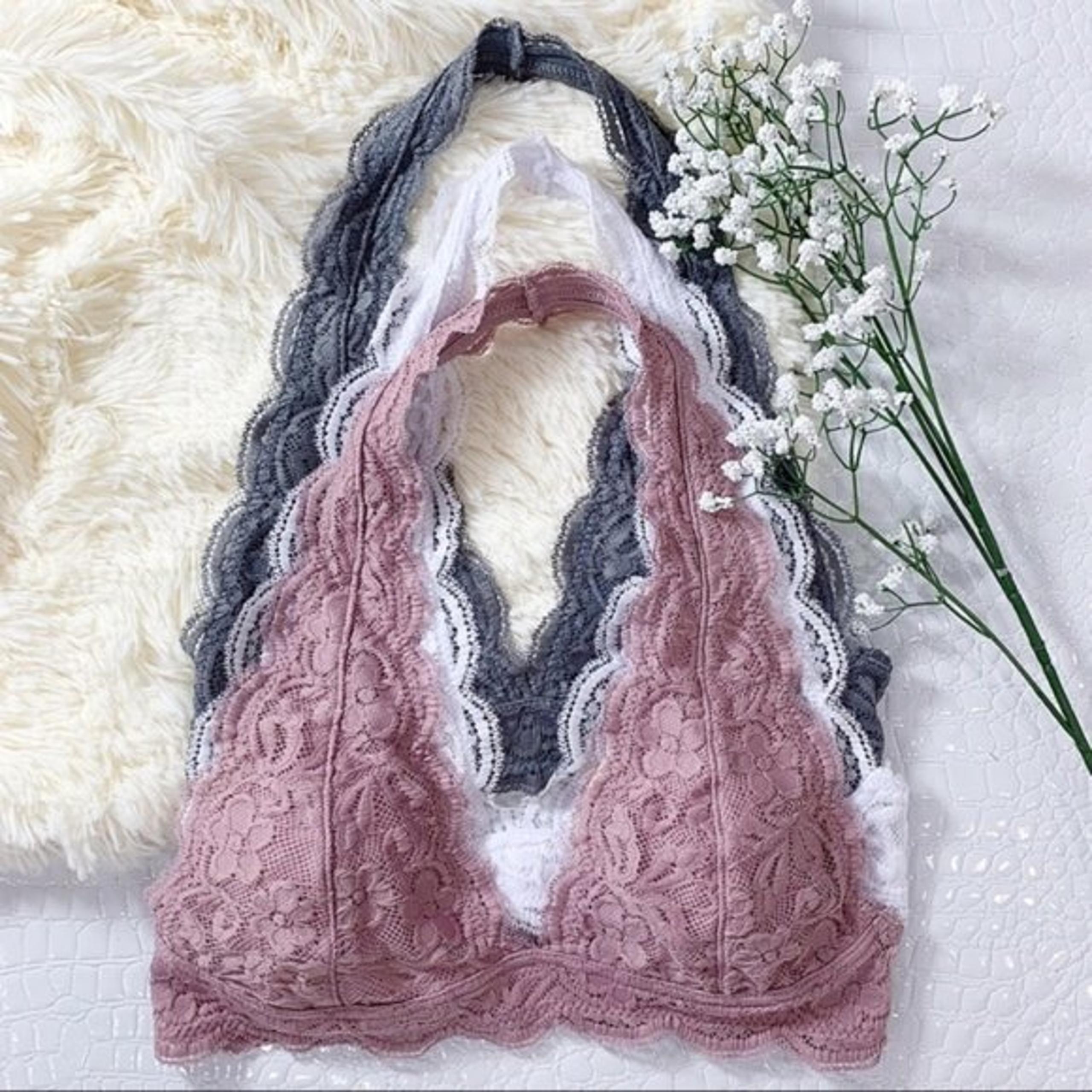 Dusty Mauve Lace Halter Bralette