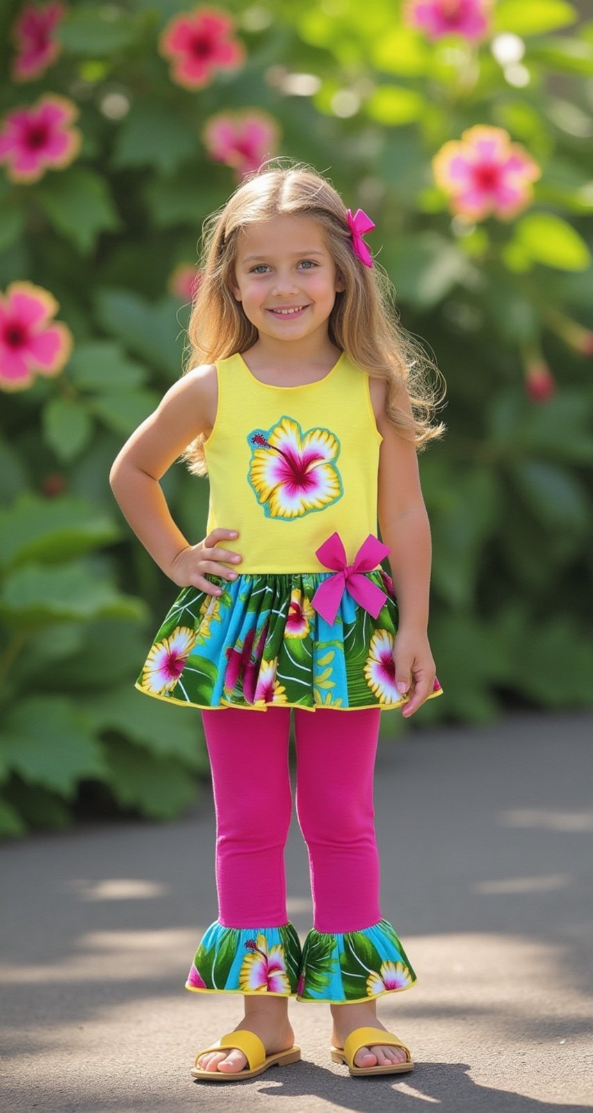 Hawaiian Lua Girl Top & Ruffled Leggings Outfit