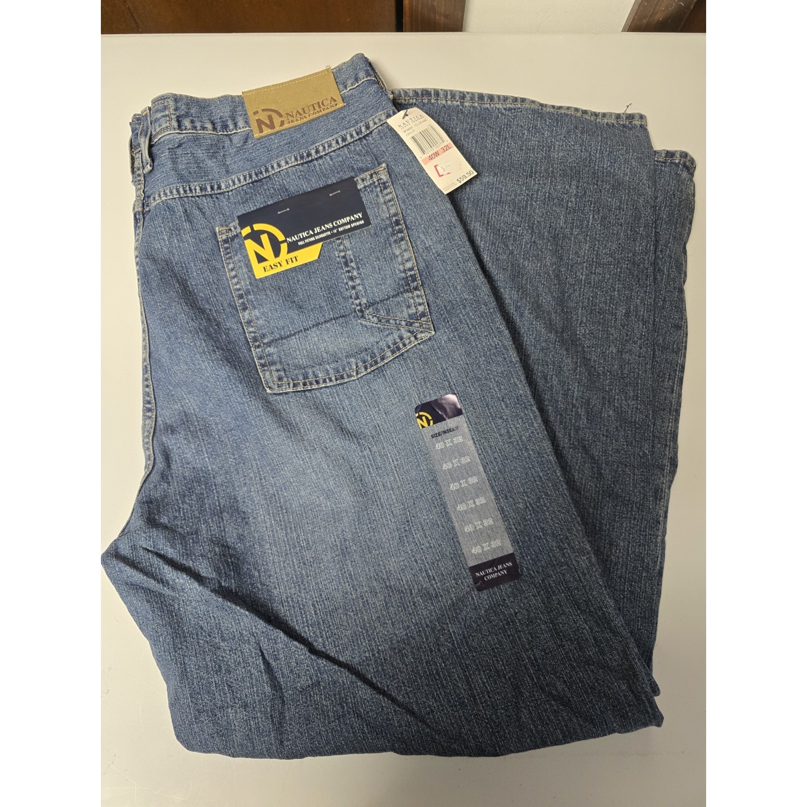 Vtg Nautica Jeans Streetwear40x32 EASY FIT Baggy Stretch Wide Leg Grunge Y2K NWT