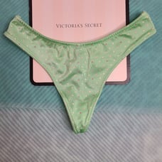 VTG VS Sexy Little Things Second Skin Satin Strappy Thong Size Sm